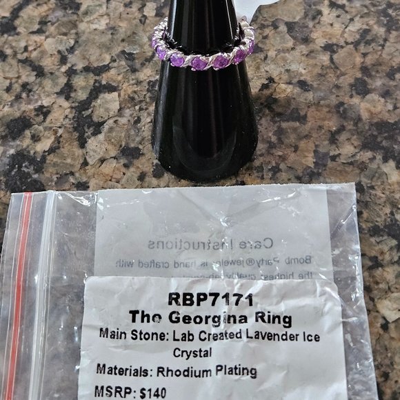 Bomb Party RBP7171 "The Georgina Ring" Lavender Ice Crystal Sz 6 - Picture 5 of 5